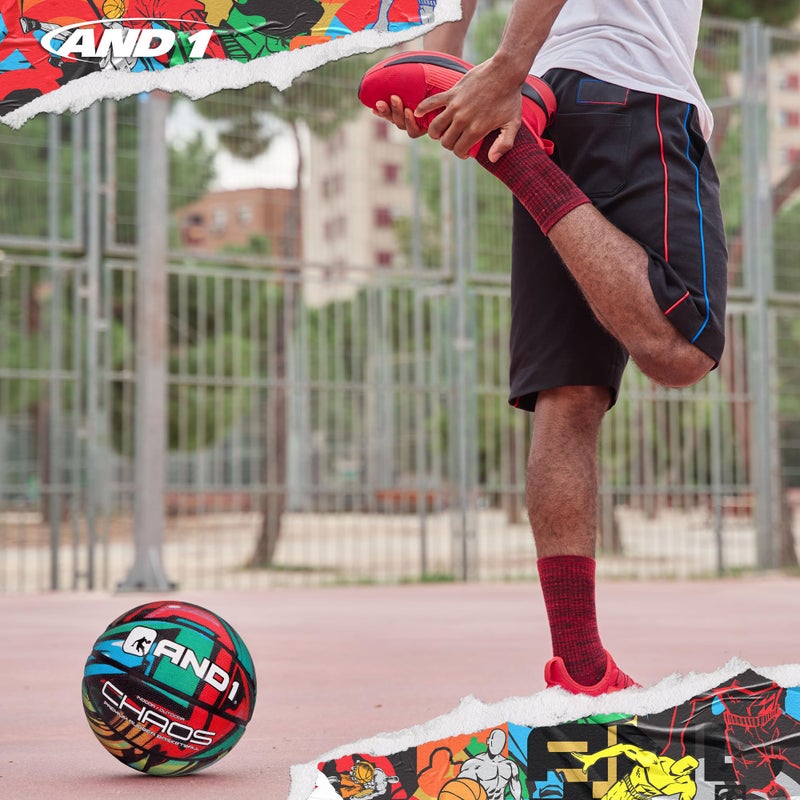AND1 Chaos Basketball: Official Regulation Size 7 (29.5 inches) Rubber - Deep Channel Construction Streetball, Made for Indoor Outdoor Basketball Games - Image 4